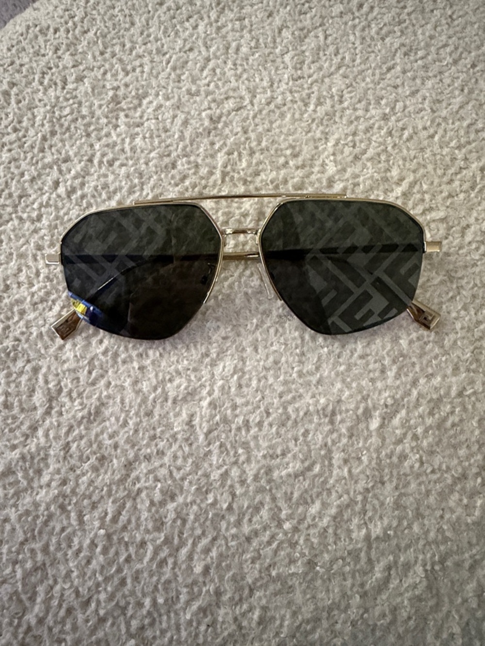 Fendi Gold Frame Sunglasses with Black Lenses